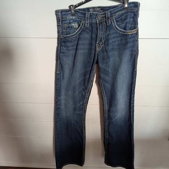 Silver Jeans Men's Bootcut Jeans - Dark Blue - Picture 1 of 7